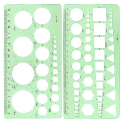 2-Pack Precision Drawing Stencils Set Geometric Circle Template Geometry Template Circle Ruler - Geometric Circle Templates for Drafting, Architecture & Design Projects