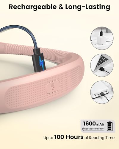 Glocusent Bendable Neck Light, 100 Hours Reading Light for Book Lover Gifts - color: Pink