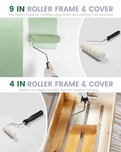 VOOMEY 28PCS Paint Roller Kit with Extension Pole, 9" & 4" Rollers Set - style: 28pcs 9inch paint roller kit