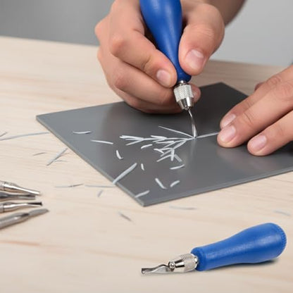 Falling in Art Block Cutters with 6 Type Blades &2 Plastic Storage Handles - style: 6 Type Blades &2 Handles
