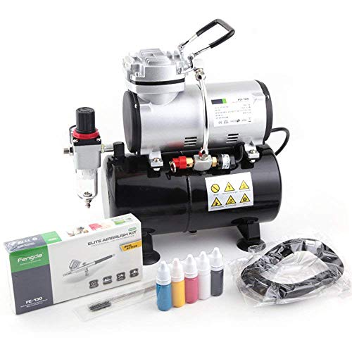 Timbertech Airbrush Kit With Compressor AS-186K With Airbrush Gun, Air Hose, Cleaning brush & Paints for hobby, graphic and so on