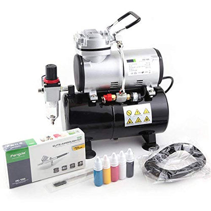 Timbertech Airbrush Kit With Compressor AS-186K With Airbrush Gun, Air Hose, Cleaning brush & Paints for hobby, graphic and so on
