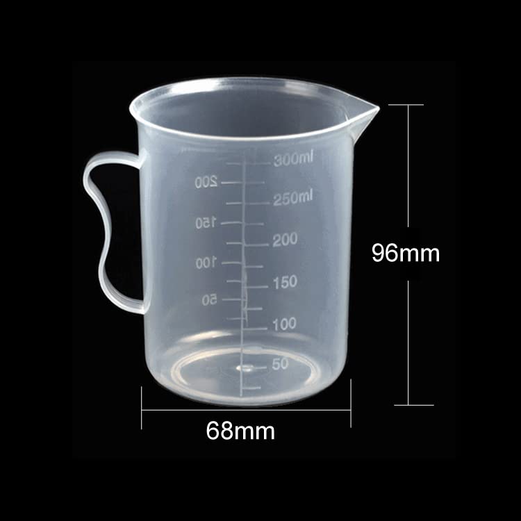 2 Pieces Plastic Measuring Cups with Handle Clear Measuring Cup Plastic Beaker Cups Plastic Graduated Cup Multipurpose Mixing Cups for Kitchen Experiment Mixing Paint Epoxy Resin, 250ml-300ml