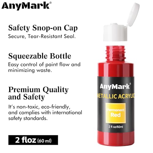 AnyMark Metallic Acrylic Paint, 36 Colors Acrylic Paint Set with 12 Brushes - color: Metallic