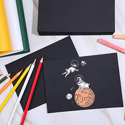Crtiin 100 Pcs Black Drawing Paper Heavyweight, 5 x 7 Inches - size: 5 x 7 Inches