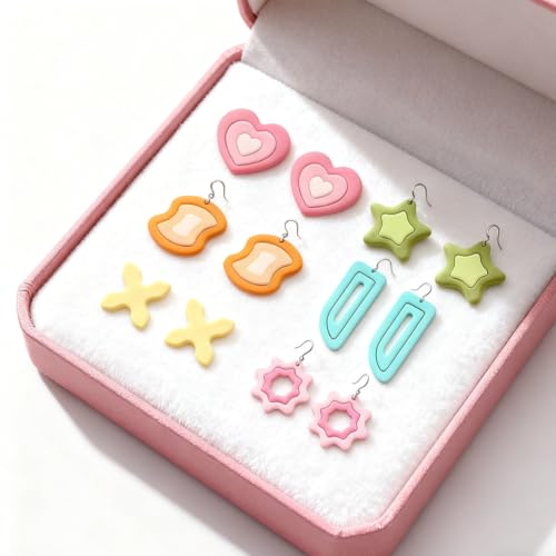24pcs 3D Stacking Earring and Pendant Shapes Polymer Clay Cutter Layered Clay Tools for Dimensional Jewelry Making - color: Nested Graphics