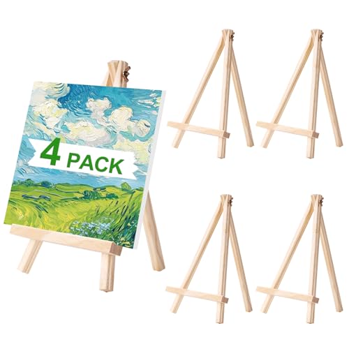 4 Pack Small Art Table top Easel, 11.8" Art Display Easels for Painting Canvas Sign Holder, Portable Wood Easel Stand for Kids Adults
