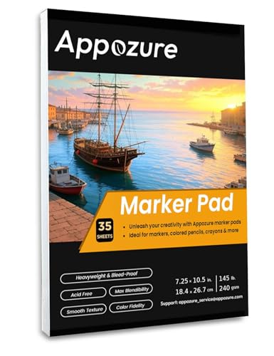 Bleedproof Marker Pad, 7.25"×10.5", 35 Sheets/70 Pages, 240GSM Heavyweight - size: 7.25" ×10.5"