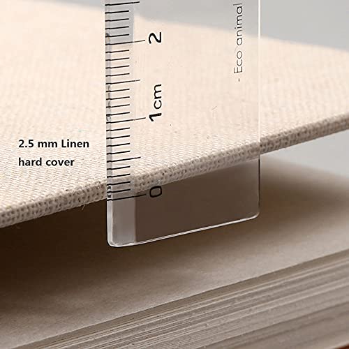 Retro Spiral Sketchbook Linen Hardcover 120 Pages 160GSM Thick Refillable Loose Leaf Notebook for Art Drawing Stationery School Supplies (Large)