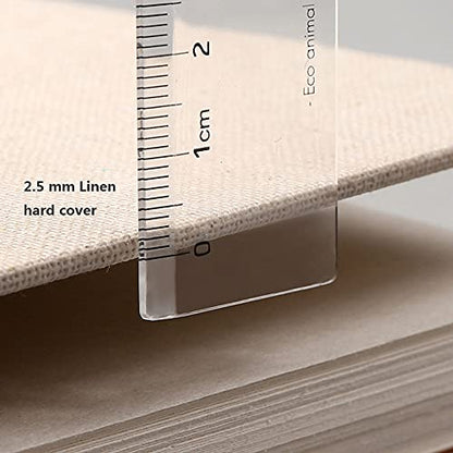 Retro Spiral Sketchbook Linen Hardcover 120 Pages 160GSM Thick Refillable Loose Leaf Notebook for Art Drawing Stationery School Supplies (Large) - size: Large