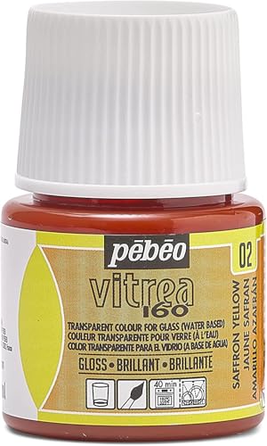 Pebeo Vitrea 160, Glossy Glass Paint, 45 ml Bottle - Saffron Yellow - color: Saffron Yellow