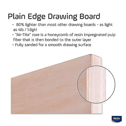 Helix - Wooden Drawing Board - Plain Edge - Lightweight - 24 x 36 inch | Sanded Basswood - Air-Tite Core - Sketching Outdoors - Ideal for Students and Artists - Portable Premium Construction - size: 24” x 36”, style: Plain Edge