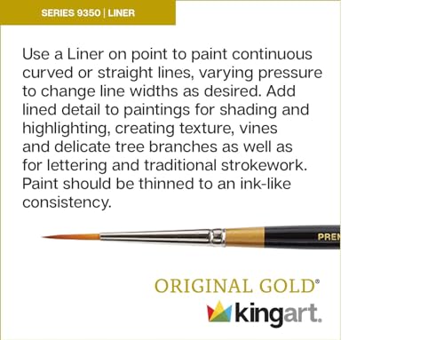 KINGART Premium Original Gold Series Handcrafted Golden Taklon Multimedia Artist Brushes, Set of 12, Black Glosss Handle, for Oil, Acrylic, Watercolor & Gouache Paints