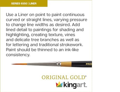 KINGART Premium Original Gold Series Handcrafted Golden Taklon Multimedia Artist Brushes, Set of 12, Black Glosss Handle, for Oil, Acrylic, Watercolor & Gouache Paints