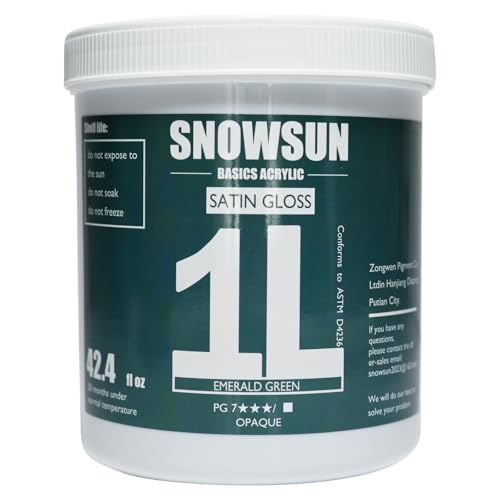 SNOWSUN Heavy Body Acrylic Paint, 1L (40oz) Bulk Emerald Green - Artist Grade Thick Paint for Canvas, Wood, Ceramic & Crafts - color: Emerald green