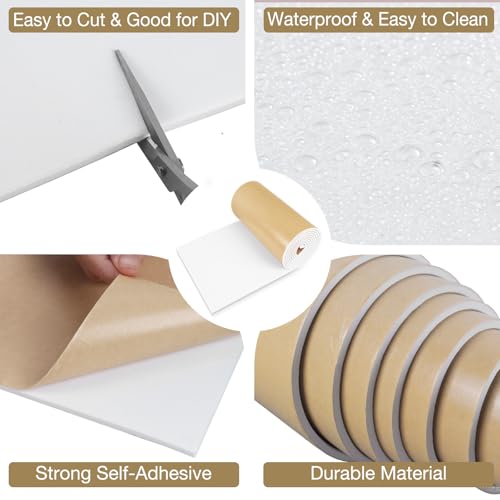 LSGCQ Sponge Neoprene Foam Padding Self Adhesive Foam Sheets, White | Closed Cell Foam Sheet Neoprene Rubber Pad for DIY Gaskets Shock Pads Liner Crafts, 12" Wide x 1/4" Thick x 118" Long - color: White, size: 12" Wide x 1/4" Thick x 118" Long