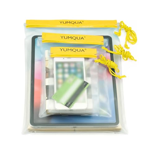 YUMQUA Waterproof Pouch Dry Bags Document Map Holder for Water Sport 3PACK - color: Yellow