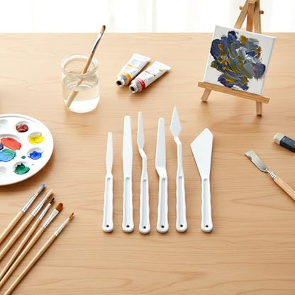 Plastic Palette Knives Set, 30 Pieces Spatula Palette Knives Thin Flexible Art Knife Tools for Mixing, Spreading, Scratching, Layering Colors, Oil Acrylic Watercolor Painting