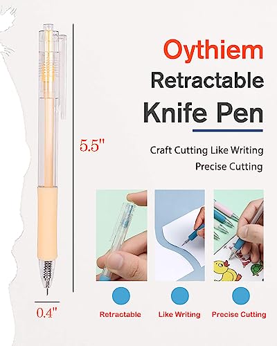 Oythiem Knife Pen Craft Cutting Tools - Precision Paper Cutter Pen with Refillable Tungsten Steel Cutter Head Refill, 6 PACK