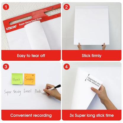 VISCOO Thickened Sticky Easel Pad, 25x30In Chart Paper for Teachers,10 Pack | Self Stick Paper for White Board, Anchor Chart Paper, with Sticky Note, 300 Sheets/10 Pads - size: 25 x 30 Inches, style: 10 Pack