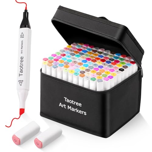 Taotree Alcohol Markers Set, 121 Colors Dual Tips Art Markers Coloring Pens | Fine tip & Chisel Drawing Art Supplies for Adults Artist Sketch Painting Sketching Coloring Drawing Pens - color: 121 Colors