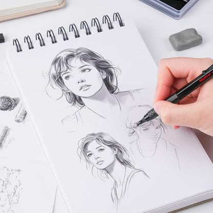 Nicpro 22PCS Art Mechanical Pencil Set， Metal Drawing Sketching With Eraser - color: Black, style: 0.5 0.7 0.9 2.0