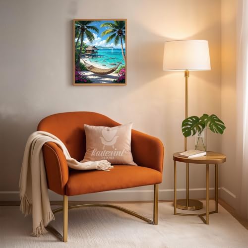 Gemozaic Beach Paint by Numbers Kit for Adults, 16 x 20 Inch, No Frame - color: MT22984
