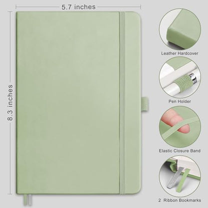 RETTACY Blank Journal Notebook, 192 Pages per Pack, A5 Size (5.7'' x 8.3'') - color: Black & Light Green