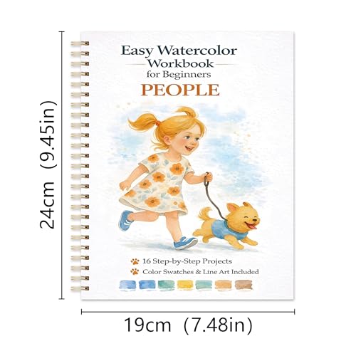 Watercolor Workbook for Beginners – People, 16 Original Watercolor Projects, Lay-Flat Watercolor Paper Book(9.45 × 7.48 in), Water Coloring Book for Adults, Art Gift - color: People, size: 9.45 x 7.48 inches