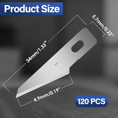 120 Pack Hobby Knife Blades, #2 High Carbon Steel Replacement Blades for Craft & Art, Standard Sharpness Craft Knife Refills for Paper, Fabric & Thin Plastic - style: #2