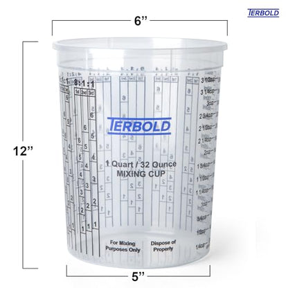 Terbold Paint Mixing Cups 32oz (12 Pack) | Disposable Plastic Measuring Cups for Epoxy Resin & Automotive Paint - size: 32oz