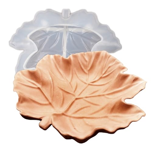 Textured Tray Silicone Molds, Maple Leaf Tray Resin Concrete Molds, Leaf Jewelry Tray Candle Holder Container molds, Epoxy Resin Casting Clay Molds for Storage Craft Making Decoration - color: Maple Leaf Tray