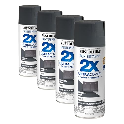Rust-Oleum 350373 Painter's Touch 2X Ultra Cover Spray Paint, 12 oz, Satin Charcoal Gray (Pack of 4) - color: Satin Charcoal Gray, size: 12 Ounce (Pack of 4)