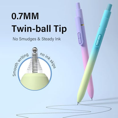 0.7mm Gel Pens Black Ink, 8 Pack Retractable Pens with Fidget Clip - color: Gradient -8Pcs Black Ink