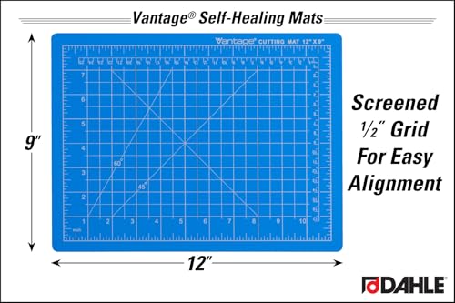 Dahle Vantage 10690 Premium Self-Healing Cutting Mat, 9"x12", 1/2" Grid, 5 Layers for Max Healing, Perfect for Crafts & Sewing, Blue - color: Blue, size: 12"L x 9"W