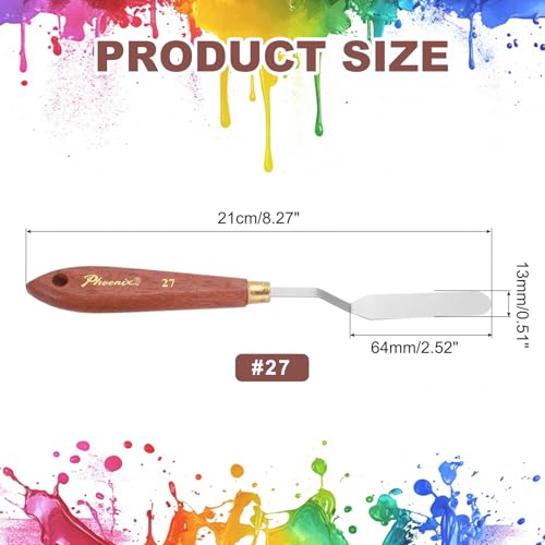 MECCANIXITY Pack of 1 Palette Knife No.27, 8.3" Long Palette Knives with Stainless Steel Flexible Spatula Pallet Knife and Wood Handle for Scraping, Mixing, Oil Acrylic Painting Canvas - style: No.27
