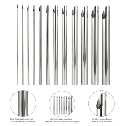 Penitue 12pcs Clay Hole Punch Clay Sculpting Tools for Pottery | Stainless Steel Silver Circular Pottery Hole Cutters Multi-Size Hand Sculpture Cutting Tool for Drilling Carving Ceramics