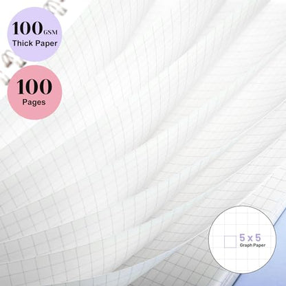 Yoment Graph Paper Notebook Spiral Notebook 8.5 x 11 Large Grid Notebooks | 100 GSM Thick Graph Paper, A4 Plastic Cover Graphing Notebook for Work School Engineering, A4 Purple - color: Purple, style: E - Graph - A4