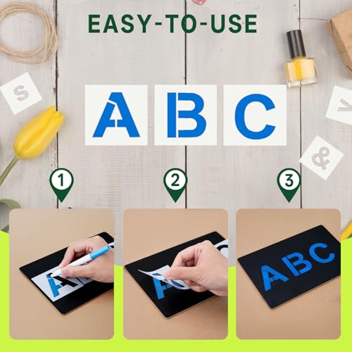 WISYOK 1 Inch 72 Pcs Letter Stencils, Reusable, Plastic - size: 1 Inch-72Pcs
