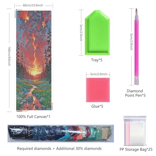 ZHUMUTO Large Diamond Painting Kits for Adults Lightning Storm Forest - color: LZMT055