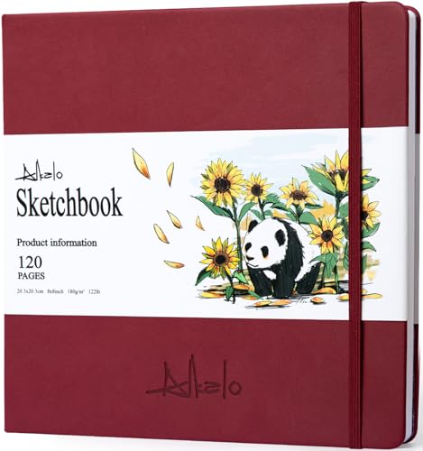Sketchbook for Drawing, 120 Pages Sketch Book, 122LB/180GSM Thick Paper - color: Red, size: Medium (8×8INCH)