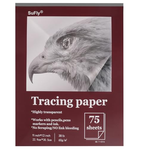 Tracing Paper for Drawing, 9 X 12'' Tracing Paper Pad, 75 Sheets Transparent Vellum Paper for Tracing Pads, 38lb/60gsm Translucent Trace Pad for Pencil Sketching, Image Tracing. - color: Clear, size: 9-x-12-inch:1 Pack