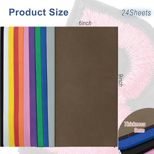 24Pcs 3mm 3D EVA Foams Embroidery: 5.92x9in Embroidery Foam - EVA Craft Foam Sheets for Arts & Machine Embroidery 11 Colors