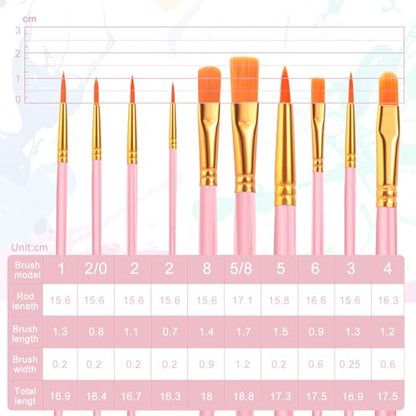 ESRICH 60PCS Pink Paint Brushes, Paint Brush for Acrylic Painting - color: Pink, size: 60
