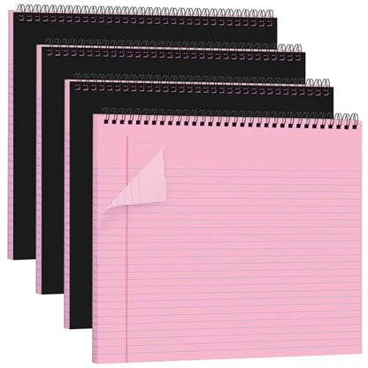 4 Landscape Legal Pad 11 x 9.5 College Ruled Top Spiral Horizontal Notebook | 4 Pink Pads, 50 Sheets Each, Hole Punched Pages, Simple Color Coding for Classes, Projects, Meetings and Daily Note Taking - color: Pink