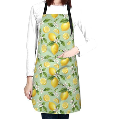 Lemon Apron with 2 Pockets Adjustable Stain Resistant Kitchen Cooking Apron for Baking BBQ Grilling Grilling Painting Gardening - color: Lemon