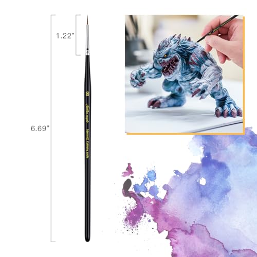 Kolinsky Sable Miniature Paint Brushes - Professional Artist Brush Size 00, Small Fine Detail Paint Brush Set for Mini Paints, Paint by Number, Figurine - size: 00