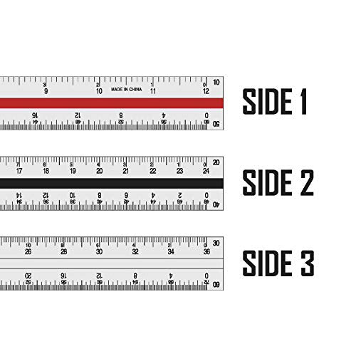 Triangular Engineering Scale Aluminum Ruler - Architects and Engineers, 12"