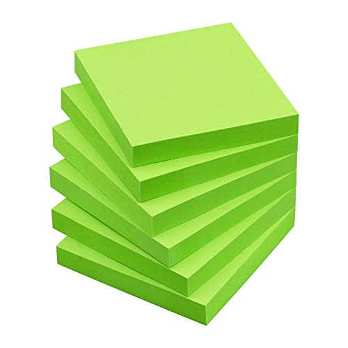 OSBOO Sticky Notes 3x3 with Bright Colors, 6 Pads 100 Sheets/Pad (Green) | Bright Green Self-Stick Notes Pads, 600 Sheets Total, Easy to Stick and Remove, Perfect for Office, School and Home - color: Green