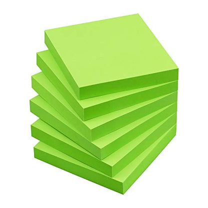 OSBOO Sticky Notes 3x3 with Bright Colors, 6 Pads 100 Sheets/Pad (Green) | Bright Green Self-Stick Notes Pads, 600 Sheets Total, Easy to Stick and Remove, Perfect for Office, School and Home - color: Green